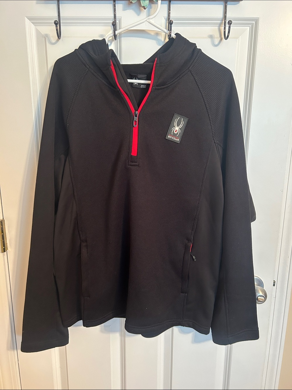 Spyder Black Half-Zip Hoodie with Red Accents